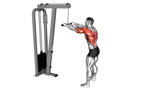 Тяга верхнего блока прямыми руками